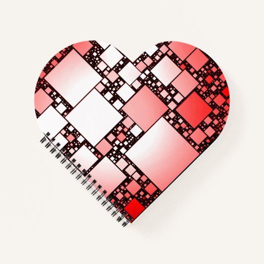 四角赤と白形踊りハートスパイラルノートブック ノートブック (正面)