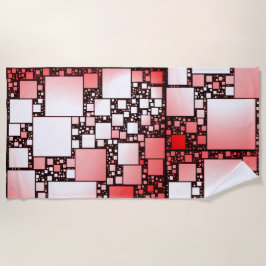 四角赤と白踊りビーチタオル ビーチタオル