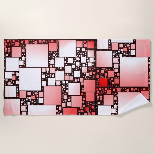 四角赤と白踊りビーチタオル ビーチタオル (正面)