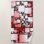 四角赤と白踊りビーチタオル ビーチタオル (正面)