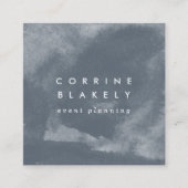 四角QRコードオンラインWebサイト青ボホ水彩色 スクエア名刺 (正面)