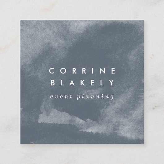 四角QRコードオンラインWebサイト青ボホ水彩色 スクエア名刺 (正面)