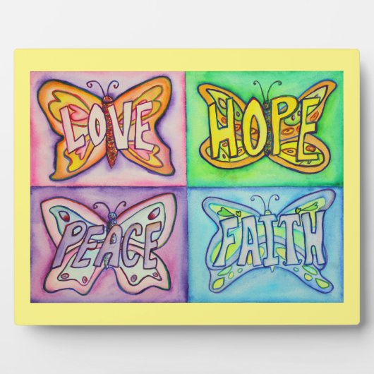 四語バタフライウイングアート絵画のギフトプラーク フォトプラーク (正面)