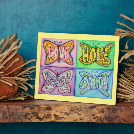 四語バタフライウイングアート絵画のギフトプラーク フォトプラーク (側面)