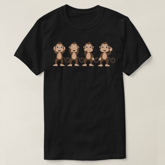 四賢いサル Tシャツ (デザイン正面)