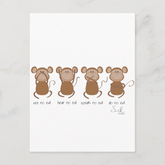 四賢猿 ポストカード (正面)