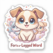 「四足の単語のために」かわいい子犬のビニール シール (正面)