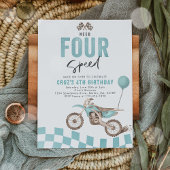 四輪バイクのスピードがいる男子の4歳誕生日パーティー 招待状