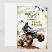 四輪バイクの誕生日パーティー招待状 招待状 (正面/裏面)