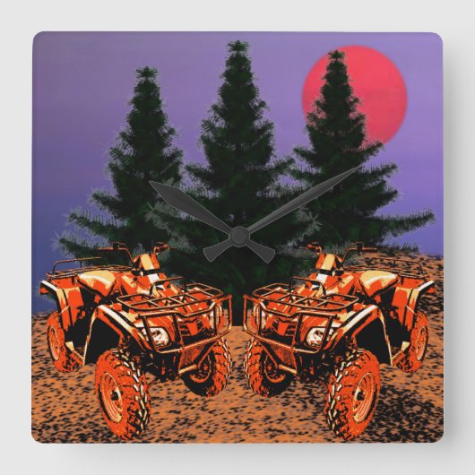 四輪時計 スクエア壁時計 (正面)