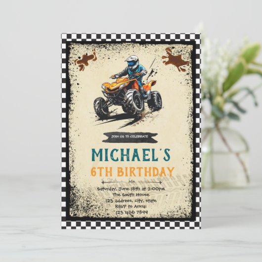 四輪車の誕生日の招待状 招待状 (スタンド正面)