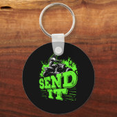 四輪車ATVクワッドバイクのライダーを送る キーホルダー (正面)