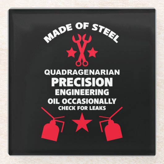 四辺形誕生日 ガラスコースター (正面)