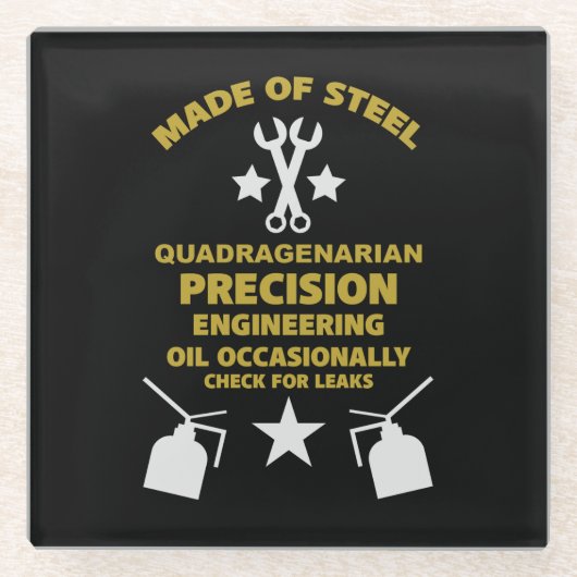 四辺形誕生日 ガラスコースター (正面)