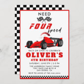 四速カーボーイ4歳の誕生日を必要とする 招待状 (正面/裏面)