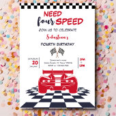 四速レーシングカー四番目の子供の誕生日が必要 招待状