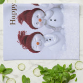 四重奏の雪だるま キッチンタオル (折り畳み)