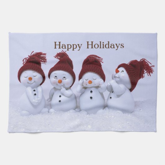 四重奏の雪だるま キッチンタオル (横)