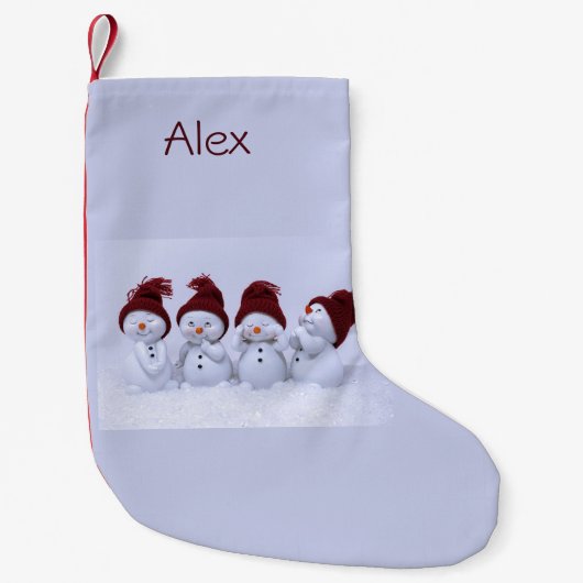 四重奏の雪だるま スモールクリスマスストッキング (正面)