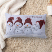 四重奏の雪だるま ランバークッション (ブランケット)