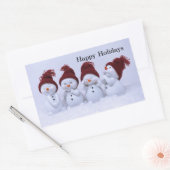 四重奏の雪だるま 長方形シール (封筒)