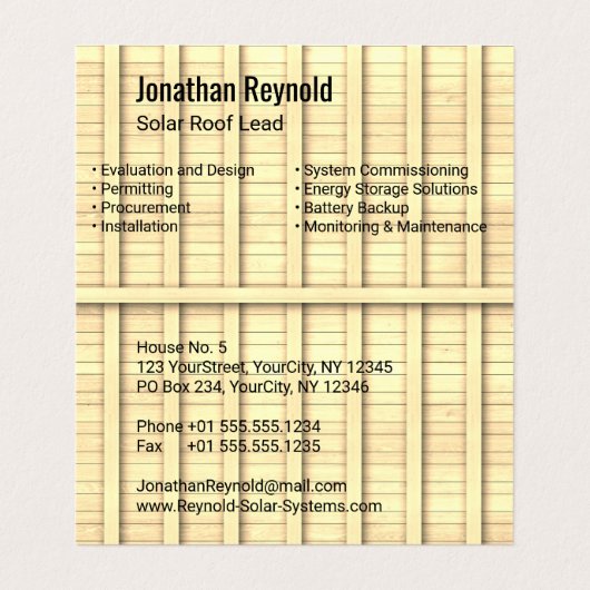 四面屋根の屋根エネル太陽のギー茶色の屋根 名刺 (内部フラット)