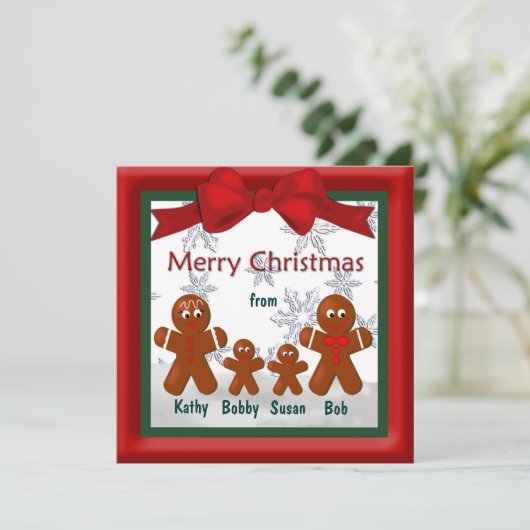 四頭のギンガパンの家族からのメリークリスマス シーズンカード (スタンド正面)