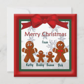 四頭のギンガパンの家族からのメリークリスマス シーズンカード (正面)