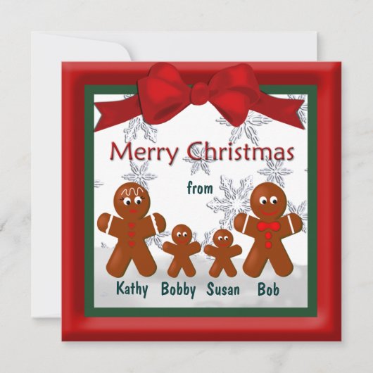四頭のギンガパンの家族からのメリークリスマス シーズンカード (正面)