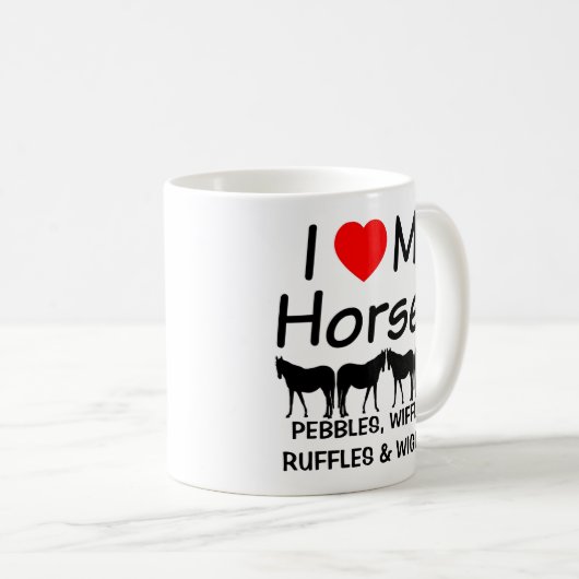 四頭の馬が好き マグカップ (正面右)