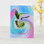 回るハチドリのメッセージカード カード (黄色い花)