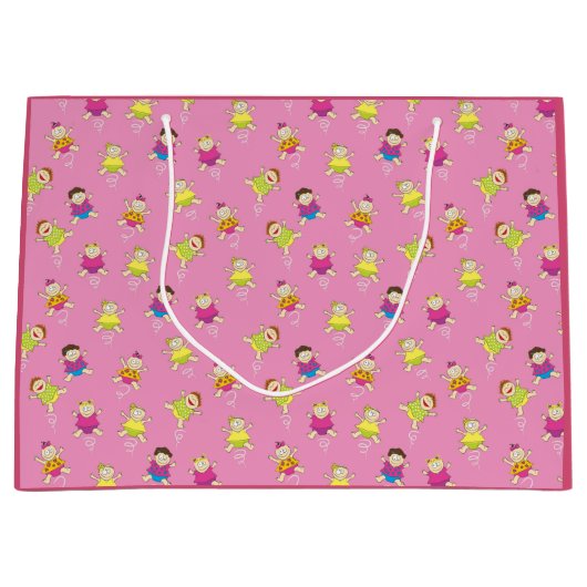 回る女の赤ちゃん ラージペーパーバッグ (正面)