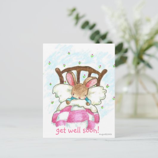 回復おめでとうウサギのポストカード ポストカード (スタンド正面)