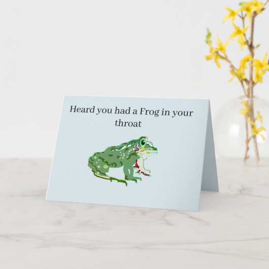 回復おめでとう グリーティングカード : のどにカエル (黄色い花)