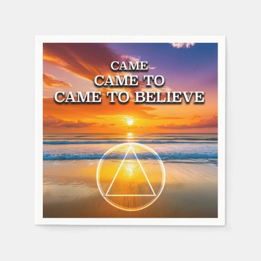 回復のスローガン「Came To Believe」日の出 スタンダードカクテルナプキン (正面)
