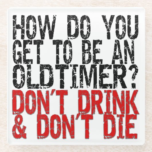 回復の古いタイマーのジョーク ガラスコースター (正面)