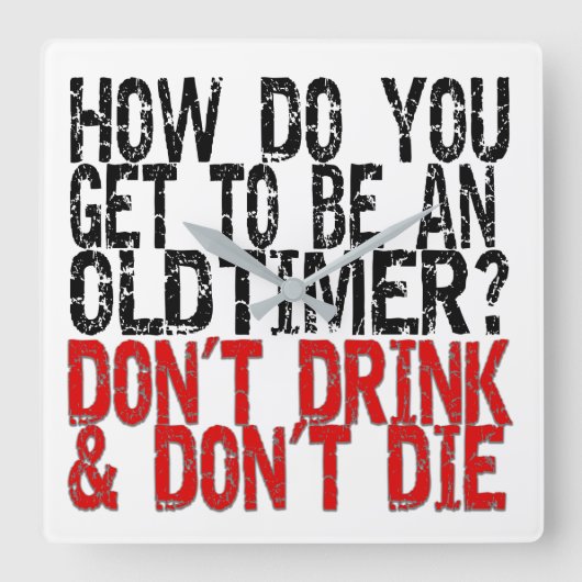 回復の古いタイマーのジョーク スクエア壁時計 (正面)