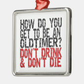 回復の古いタイマーのジョーク メタルオーナメント (左)