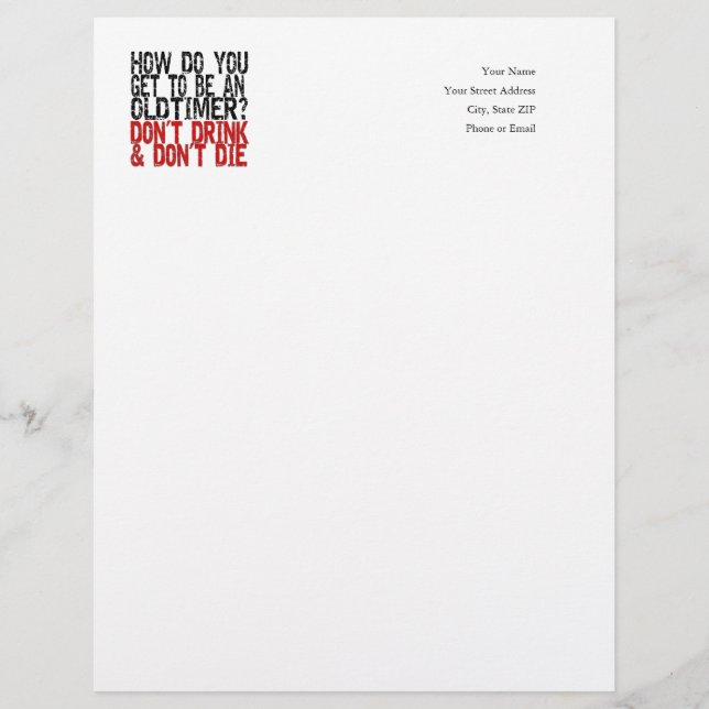 回復の古いタイマーのジョーク レターヘッド (正面)