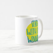 回復スローガンマグカップ Stick With The Winners コーヒーマグカップ (正面右)