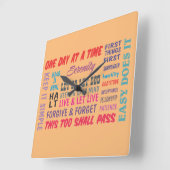 回復スローガン時計 スクエア壁時計 (傾斜)