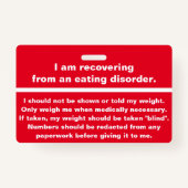 -回復バッジの重量を量らないで下さい バッジ (裏面)