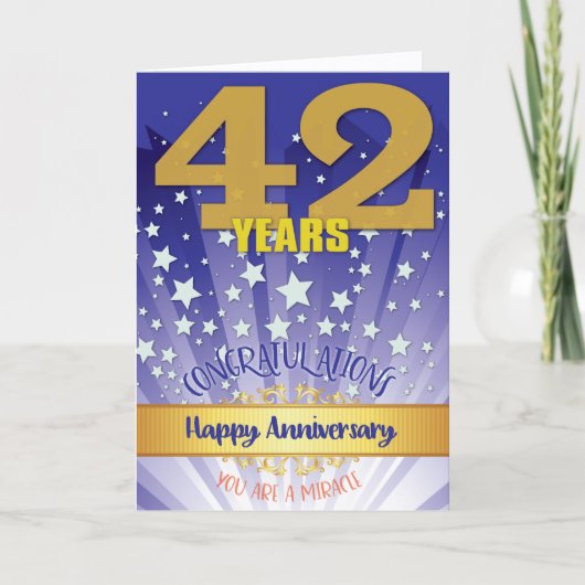 回復42周年記念 太字の数字 カード (正面)