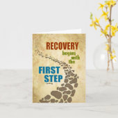 回復、最初のステップ（12ステップ、薬物なし） カード (黄色い花)