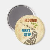 回復、最初のステップ(12ステップ、薬物なし) マグネット (正面/裏面)