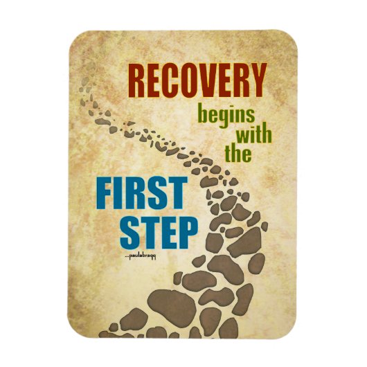 回復、最初のステップ（12ステップ、薬物なし） マグネット (縦)