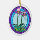 回状のステンドグラスの女性スリッパ蘭 セラミックオーナメント (右)