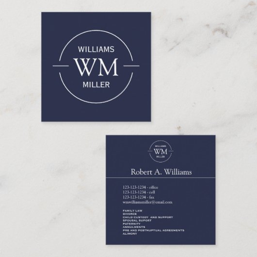 回状の最初のモダンな正方形海軍-名刺 スクエア名刺 (正面/裏面)