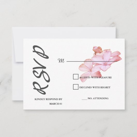 回答プレーンモダンミニマルな花 出欠カード (正面)