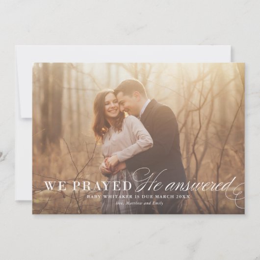 回答祈りの言葉妊娠告知フォトカード 案内状 (正面)